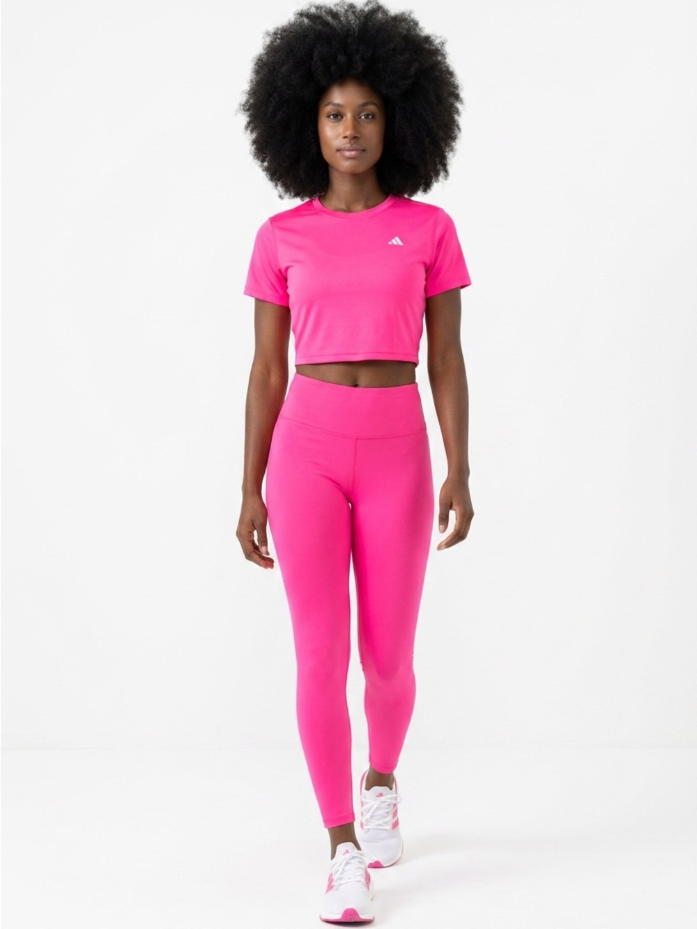 adidas Neon Pink Cropped Athletic Tee - Picture 14 of 16